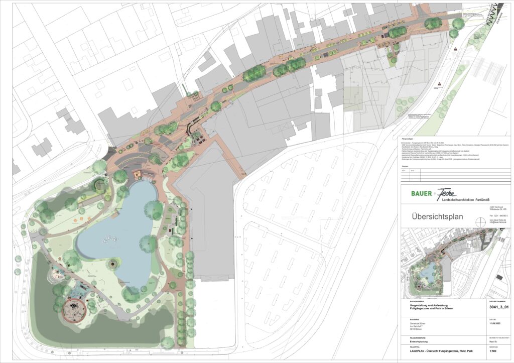 Fußgängerzone Umgestaltung Sanierung Platz Marktplatz Bönen Fontänenfeld Park Gemeindeteich